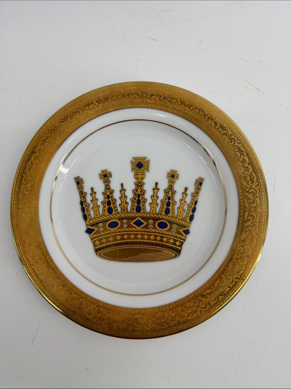 RARE Muirfield 9136 MAGNIFICENCE CROWN Gold & Black Dessert /Salad Plate 8.5"